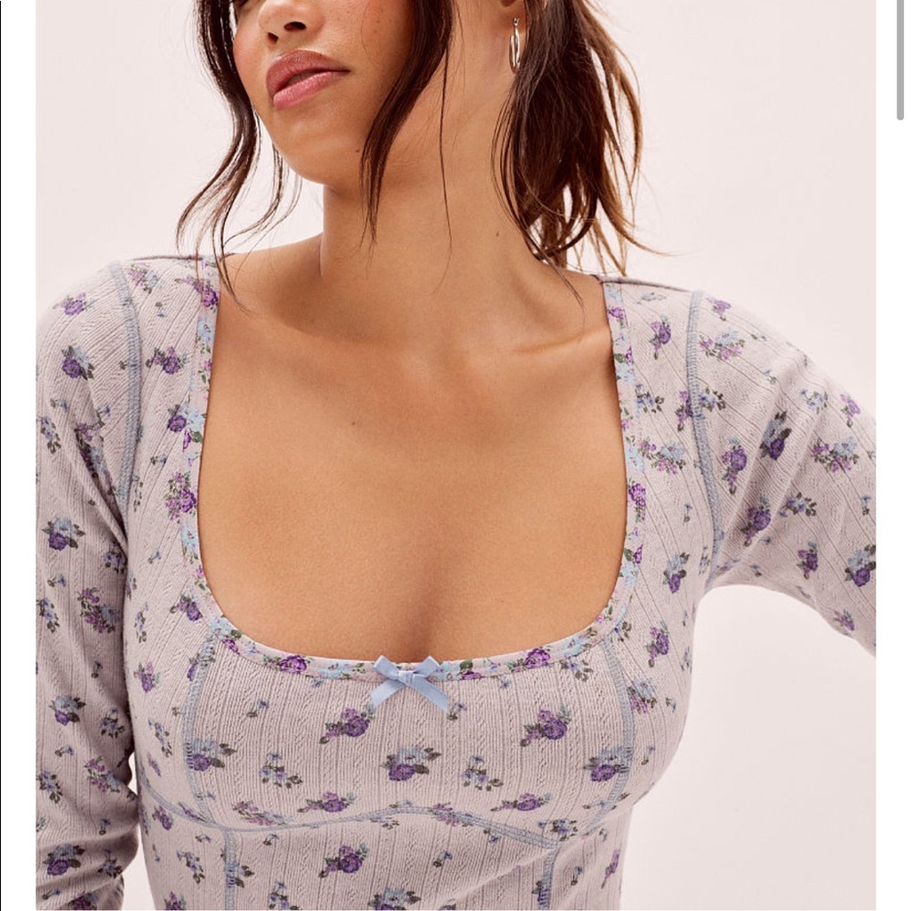FOR LOVE & LEMONS Printed Pointelle Top - Picture 8 of 10